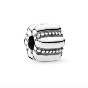 Pandora Authentic Sterling Crazy Clip Dots and Ridges Barrel Charm